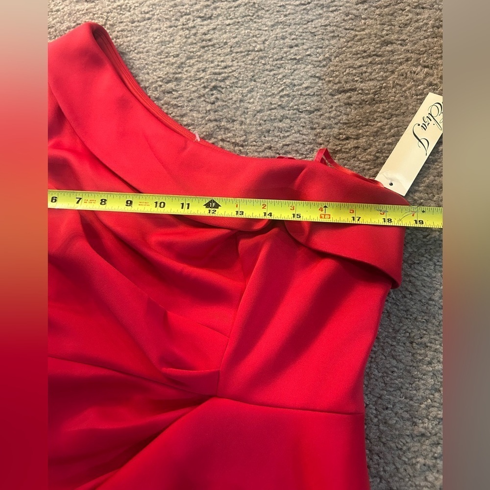 Eliza J One Shoulder Ruffle Red Gown Dress Size 16 - Picture 11 of 16